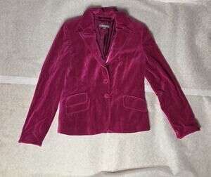 Y2K Ann Taylor Pink Berry Velvet Stylish Versatile Cotton Women Blazer